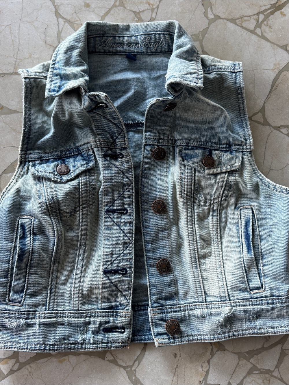 American Eagle Outfitters Light Blue Denim Vest Size S/P